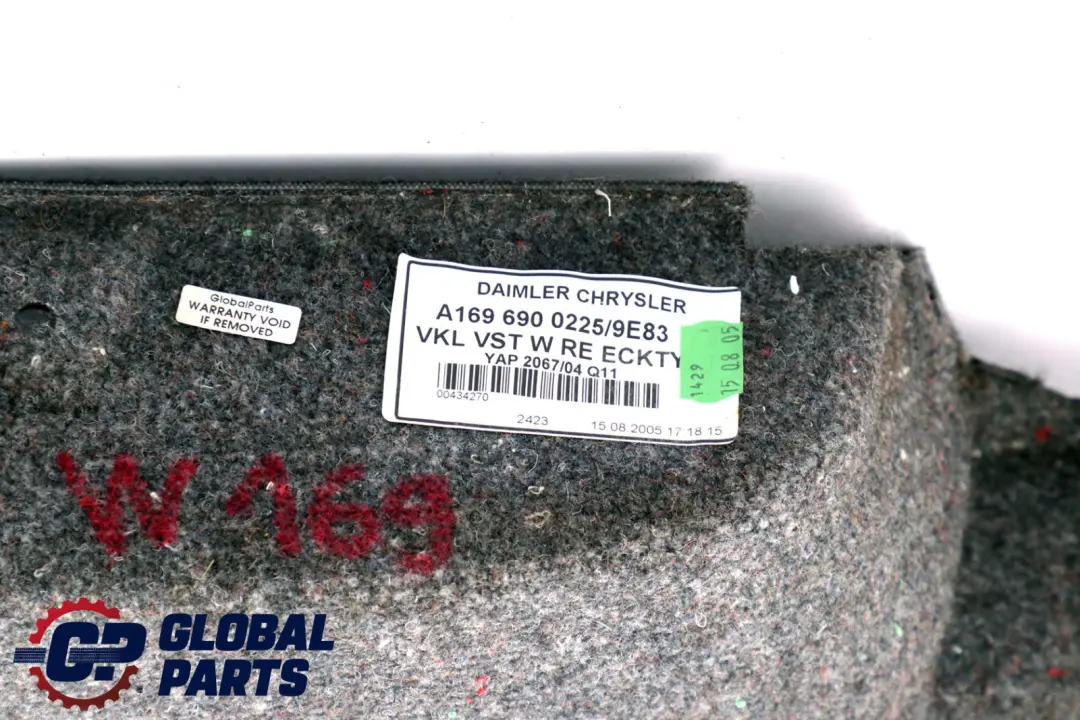  Mercedes-Benz A-Class W169 Trunk Boot Side Trim Panel Right O/S - SKU A1696900225 - Part number A1696900225