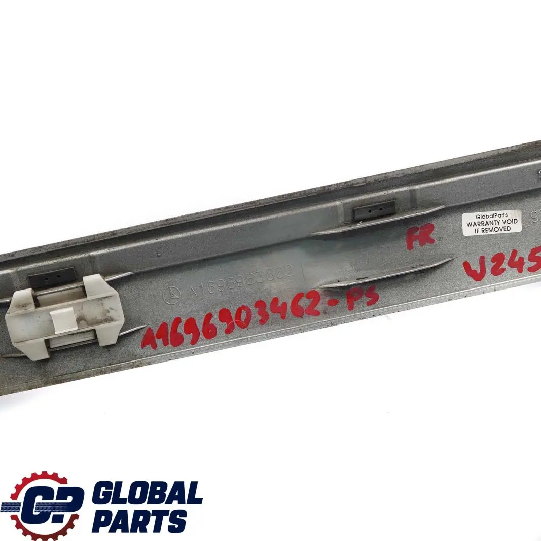 Mercedes-Benz B-Class W245 Front Right O/S Door Trim Molding Strip Polar Silver to with Part number A1696903462 Mercedes-Benz B-Class W245 Front Right O/S Door Trim Molding Strip Polar Silver - SKU A1696903462-PS - Part number A1696903462