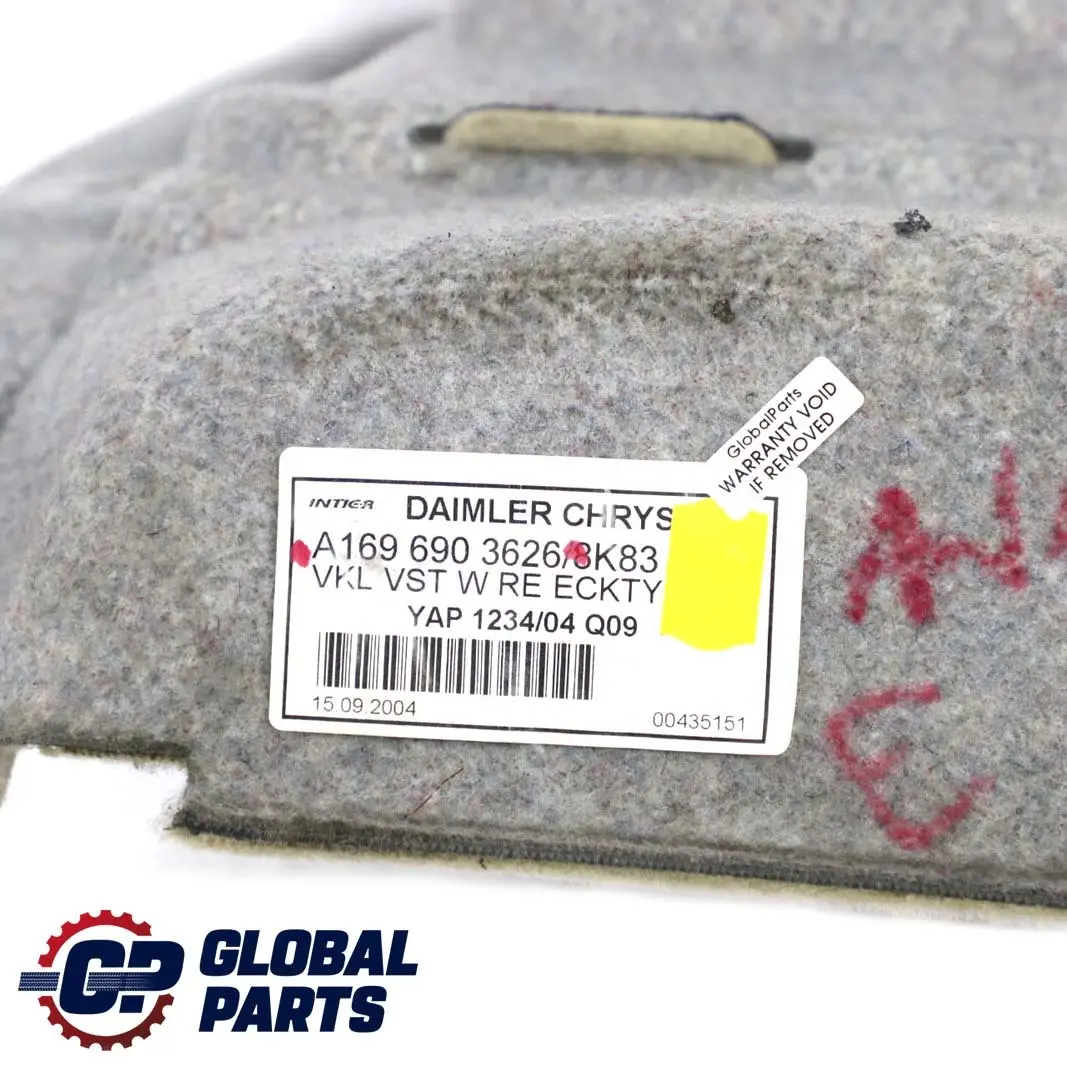 Mercedes-Benz A W169 Right O/S Trunk Boot Side Trim Panel Beige to with Part number A1696903626 Mercedes-Benz A W169 Right O/S Trunk Boot Side Trim Panel Beige - SKU A1696903626 - Part number A1696903626