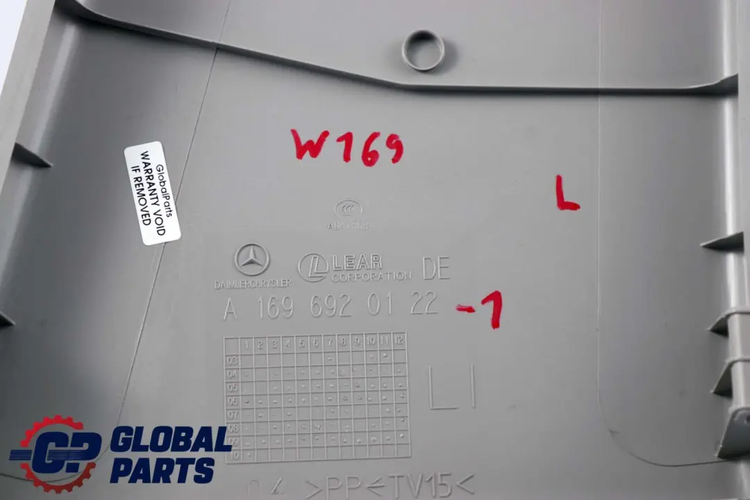 Mercedes A B Class W169 W245 Column B-Pillar Trim Panel Left Grey - SKU A1696920122-1 - Part number A1696920122