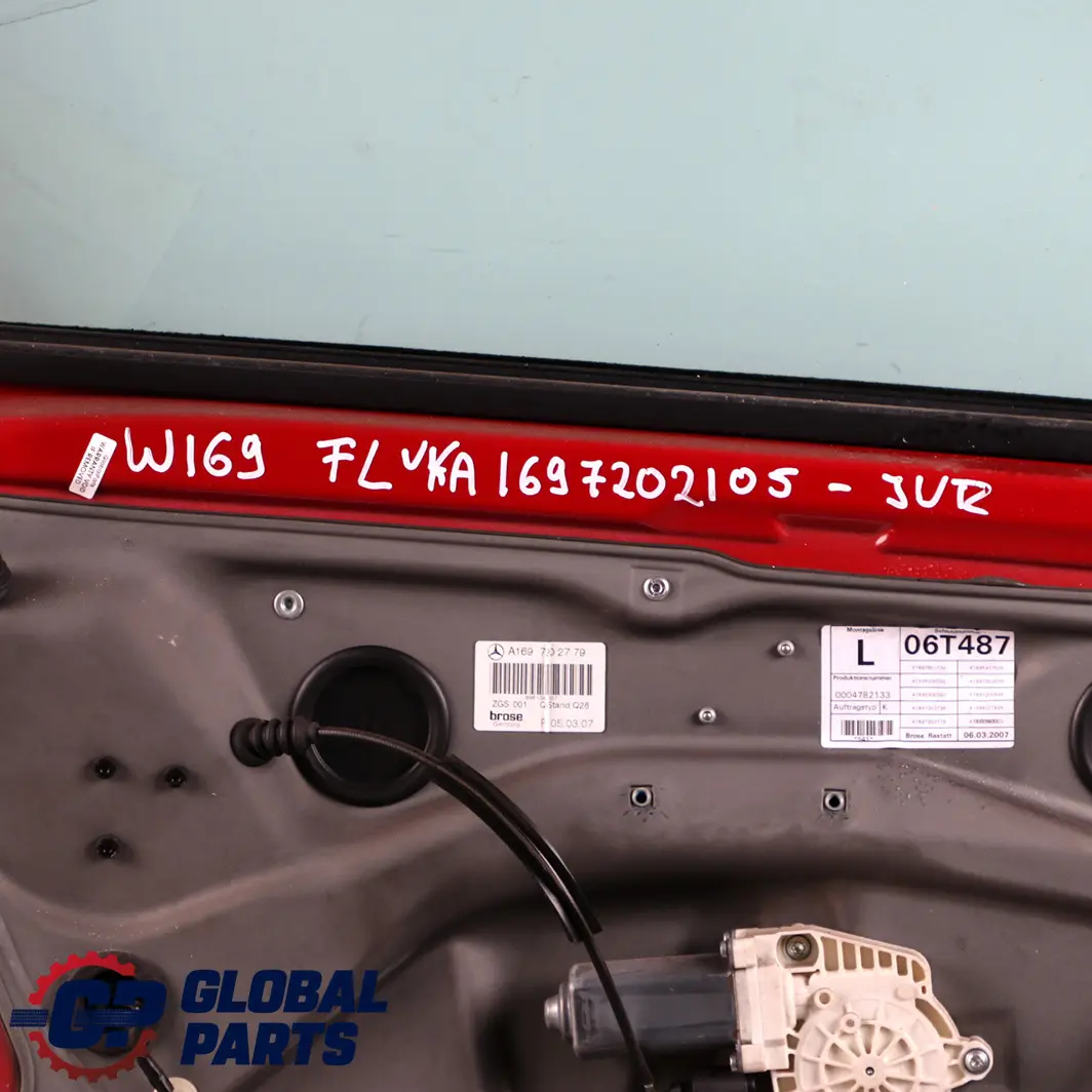 Mercedes-Benz A-Class W169 Door Front Left N/S Jupiter Red - 589 to with Part number A1697202105 Mercedes-Benz A-Class W169 Door Front Left N/S Jupiter Red - 589 - SKU A1697202105-JUR - Part number A1697202105