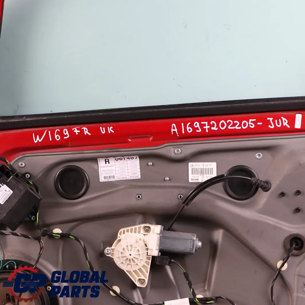 Mercedes-Benz A-Class W169 Door Front Right O/S Jupiter Red - 589 to with Part number A1697202205 Mercedes-Benz A-Class W169 Door Front Right O/S Jupiter Red - 589 - SKU A1697202205-JUR - Part number A1697202205