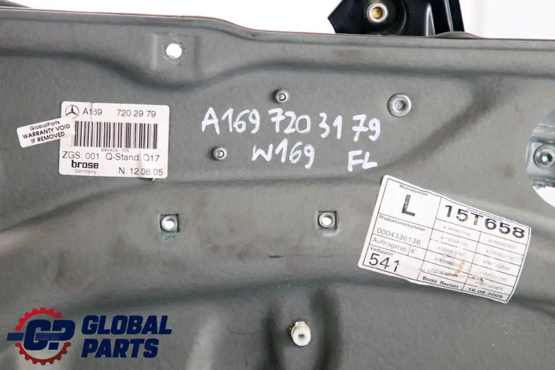  Mercedes-Benz W169 W245 Front Left Door N/S Window Electric Lifter Mechanism - SKU A1697203179 - Part number A1697203179