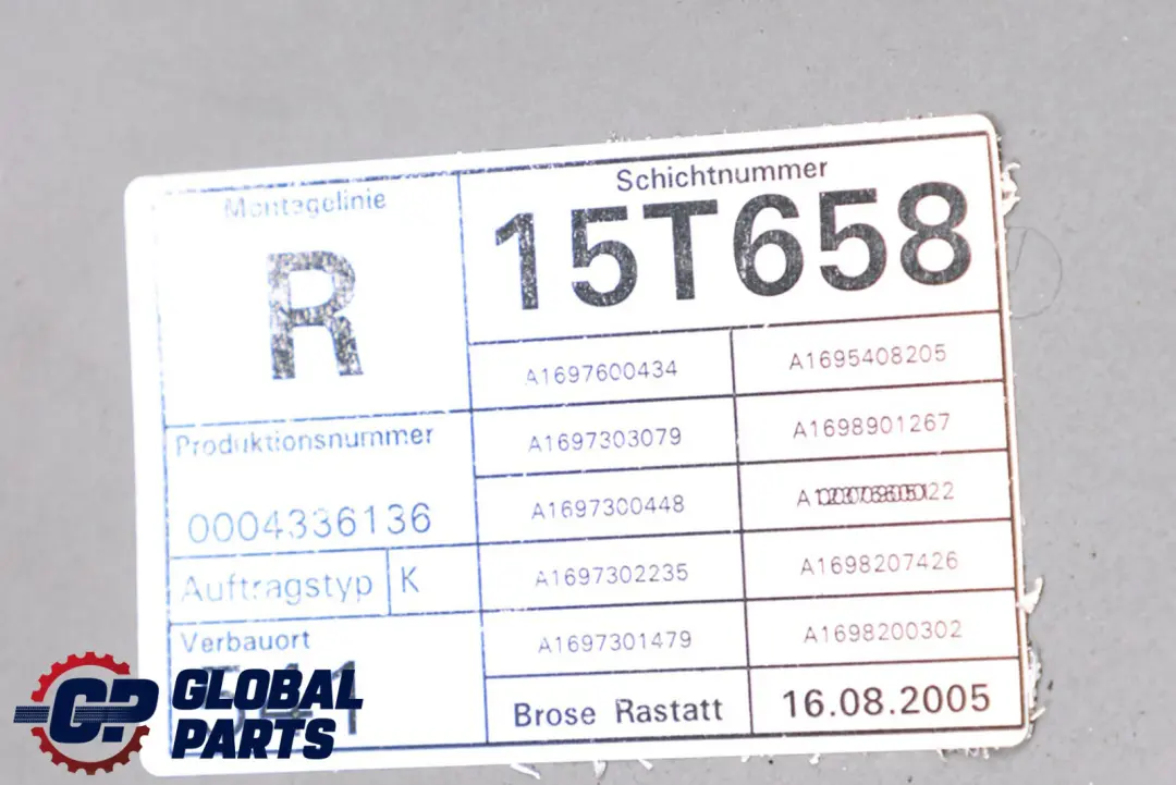 Mercedes W169 Motor Elevador Ventana Lateral Derecha Puerta Trasera - SKU A1697303279 - Número de pieza A1697303279