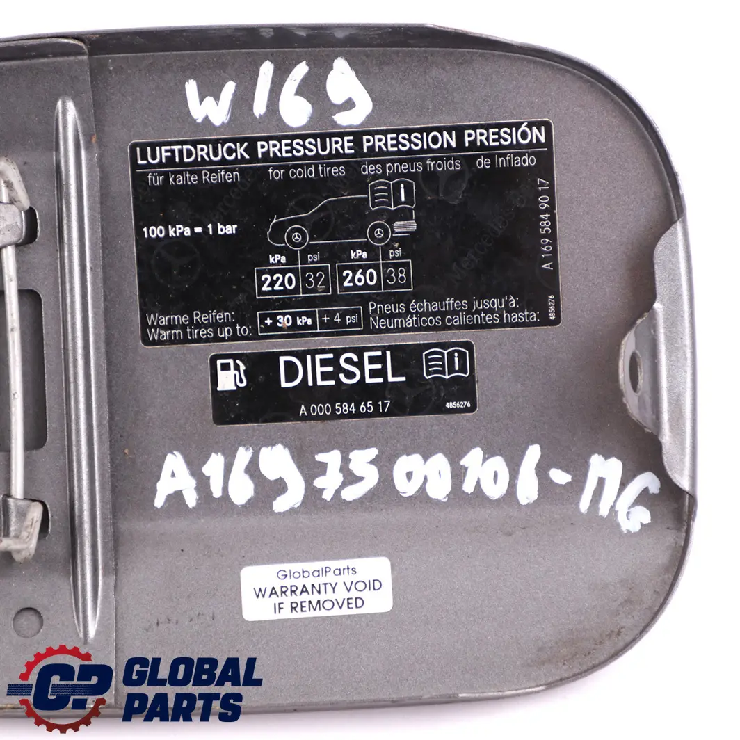 Mercedes-Benz A W169 Fuel Flap Tank Cap Cover Mountain Gray Metallic Finish 787 to with Part number A1697500106 Mercedes-Benz A W169 Fuel Flap Tank Cap Cover Mountain Gray Metallic Finish 787 - SKU A1697500106-MG - Part number A1697500106
