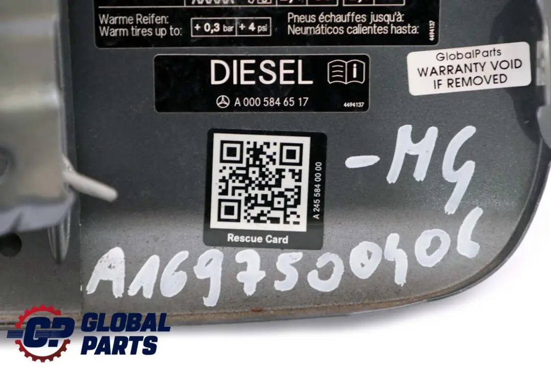  Mercedes-Benz B-Class W245 Fuel Flap Tank Cap Cover Mountain Gray Grey - SKU A1697500406-MB - Part number A1697500406