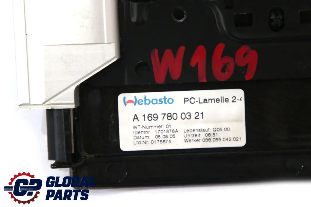 Mercedes W169 W245 Deflettore D'Aria Lamella Tetto In Vetro - SKU A1697800144 - Numero di parte A1697800144