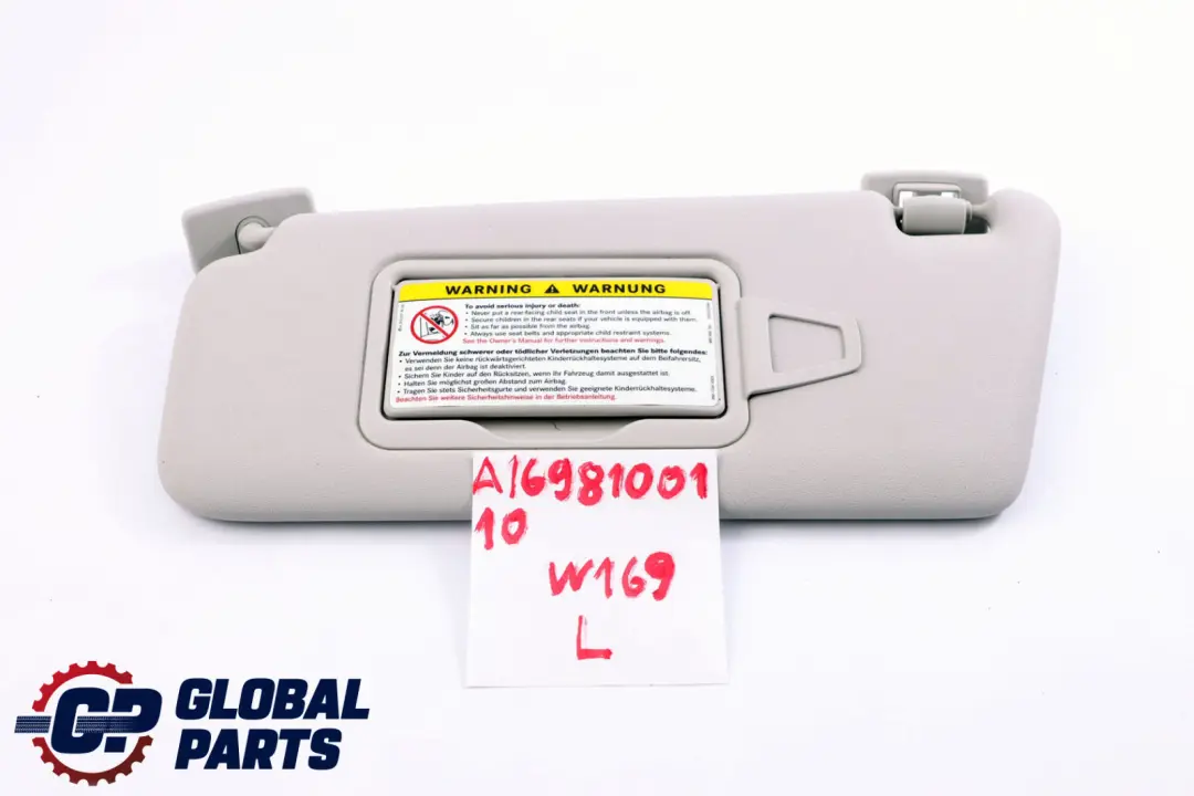  Mercedes-Benz A B Class W169 W245 Sun Visor Cover Left N/S Grey - SKU A1698100110 - Part number A1698100110