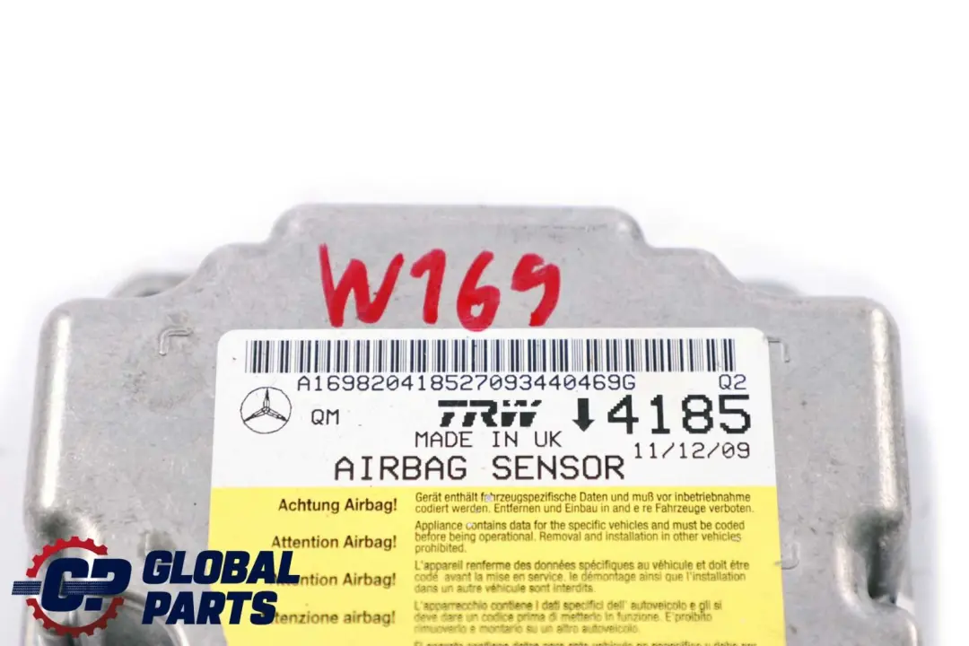Module de unité de contrôle du système airbag ECU pour Mercedes W169 W245 à propos du numéro de pièce A1698204185 Mercedes W169 W245 Module de unité de contrôle du système airbag ECU - SKU A1698204185 - Numéro de pièce A1698204185