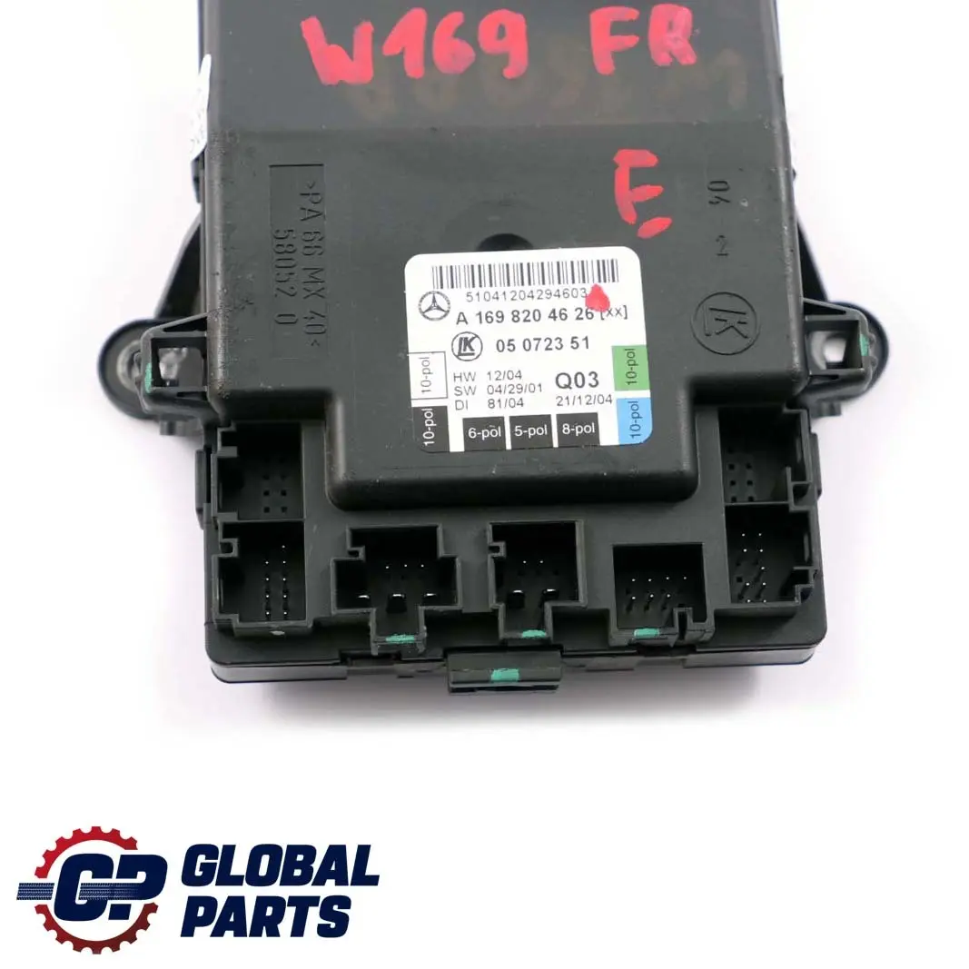 Puerta Delantera Derecha Modulo De Unidad De Control para Mercedes W169 con número de pieza A1698204626 Mercedes W169 Puerta Delantera Derecha Modulo De Unidad De Control - SKU A1698204626 - Número de pieza A1698204626