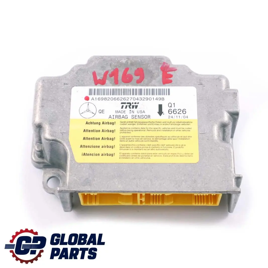  Mercedes-Benz A B W169 W245 Airbag System Control Unit Module ECU - SKU A1698206626 - Part number A1698206626
