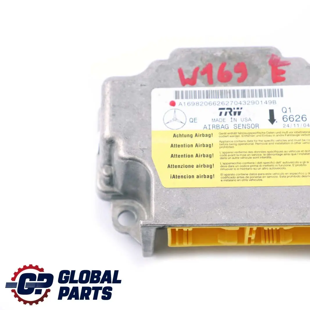  Mercedes-Benz A B W169 W245 Airbag System Control Unit Module ECU - SKU A1698206626 - Part number A1698206626