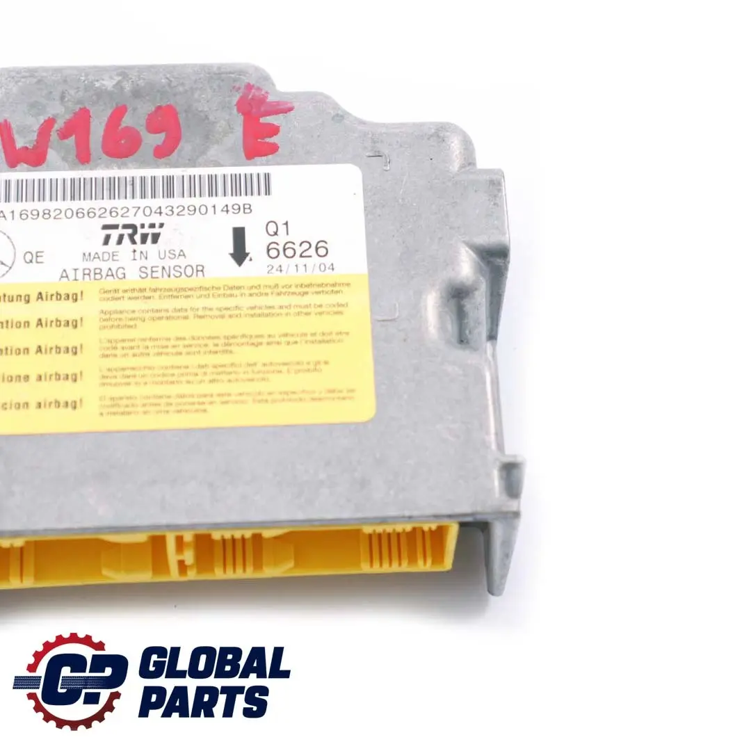  Mercedes-Benz A B W169 W245 Airbag System Control Unit Module ECU - SKU A1698206626 - Part number A1698206626