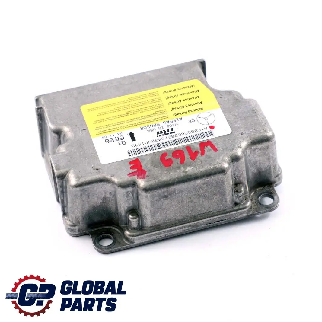  Mercedes-Benz A B W169 W245 Airbag System Control Unit Module ECU - SKU A1698206626 - Part number A1698206626