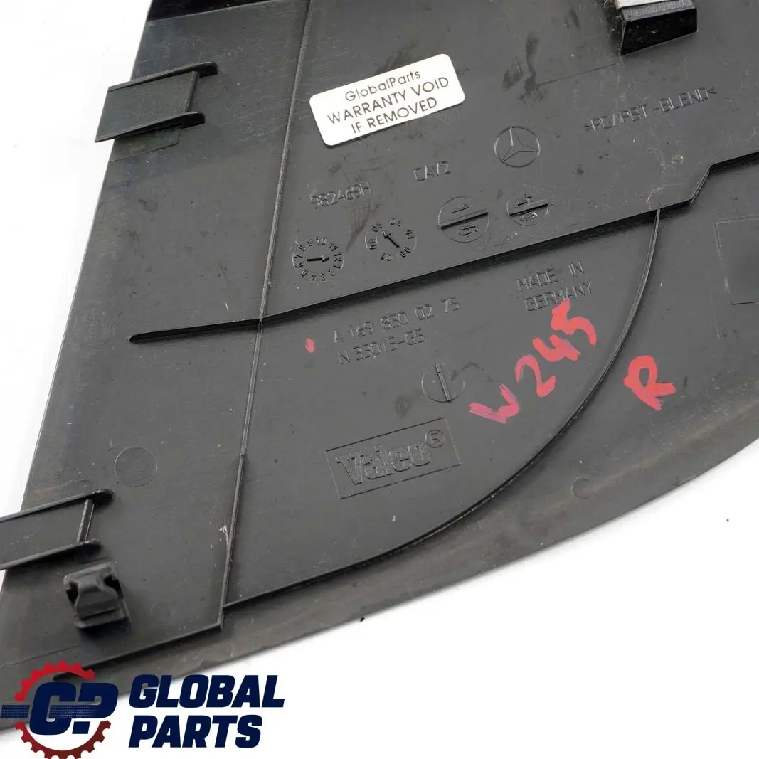 Mercedes-Benz Classe B W245 Copertura Scarico Acqua Anteriore Destra per con numero di parte A1698300275 Mercedes-Benz Classe B W245 Copertura Scarico Acqua Anteriore Destra - SKU A1698300275 - Numero di parte A1698300275