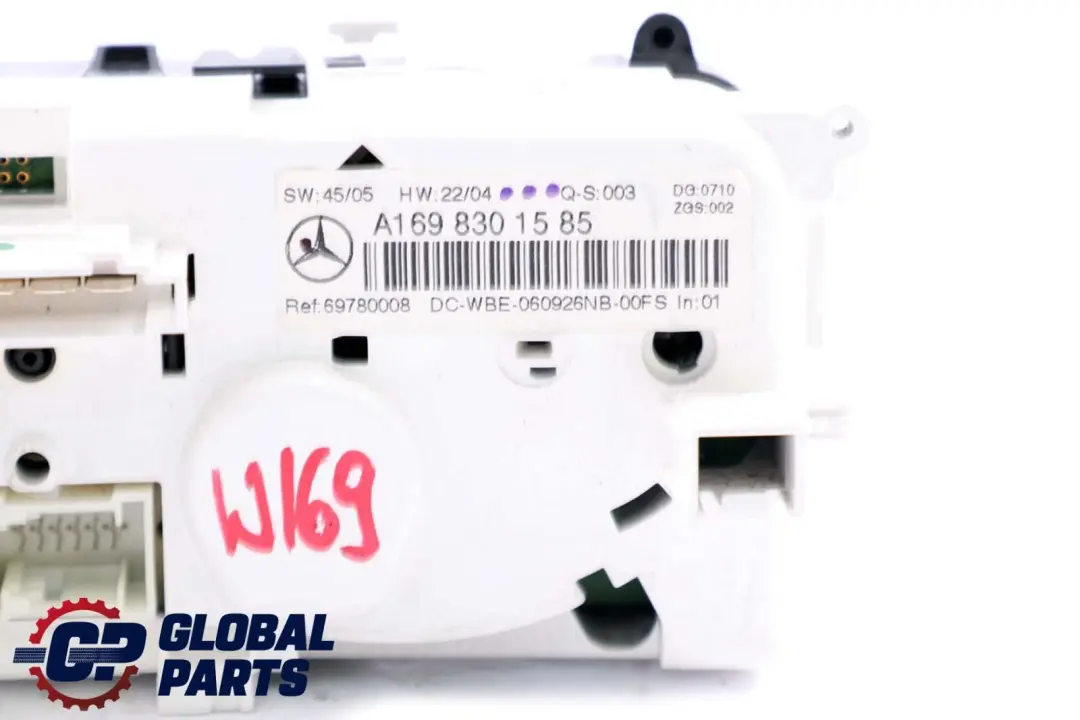  Mercedes-Benz Classe A B W169 W245 Panneau de commande de chauffage - SKU A1698301585 - Numéro de pièce A1698301585