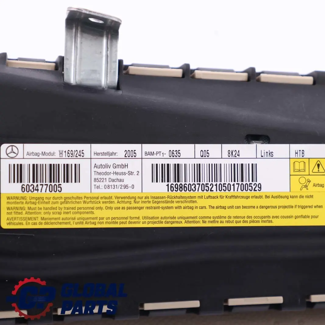 Mercedes-Benz A B Class W169 W245 Front Left Seat N/S Airbag to with Part number A1698603705 Mercedes-Benz A B Class W169 W245 Front Left Seat N/S Airbag - SKU A1698603705 - Part number A1698603705