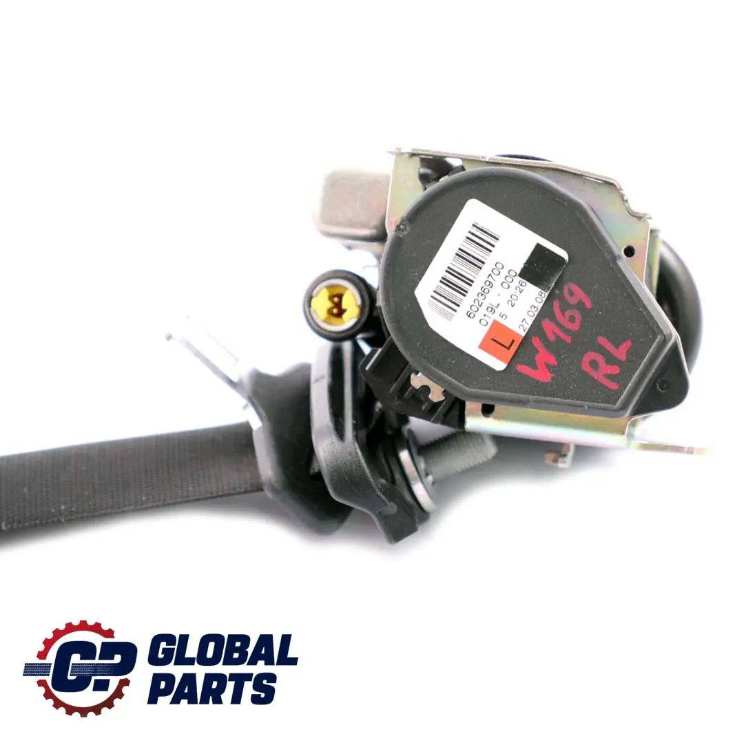 Left N/S Seat Belt Black to Mercedes W169 Rear with Part number A1698606185 Mercedes W169 Rear Left N/S Seat Belt Black - SKU A1698606185 - Part number A1698606185