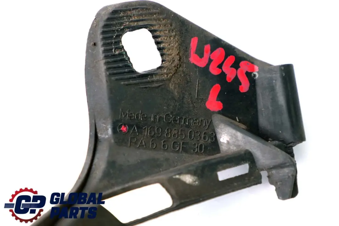 Left N/S Bumper Mount Bracket to Mercedes W245 Rear with Part number A1698850363 Mercedes W245 Rear Left N/S Bumper Mount Bracket - SKU A1698850363 - Part number A1698850363