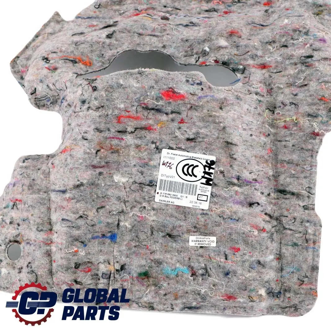 Mercedes-Benz A W176 Insulation Rear Left N/S Wheelhouse Wheel Arch to with Part number A1766823900 Mercedes-Benz A W176 Insulation Rear Left N/S Wheelhouse Wheel Arch - SKU A1766823900 - Part number A1766823900