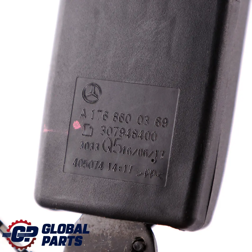 Tensor Hebilla Cinturón Seguridad Izquierdo para Mercedes W176 C117 con número de pieza A1768600369 Mercedes W176 C117 Tensor Hebilla Cinturón Seguridad Izquierdo - SKU A1768600369 - Número de pieza A1768600369