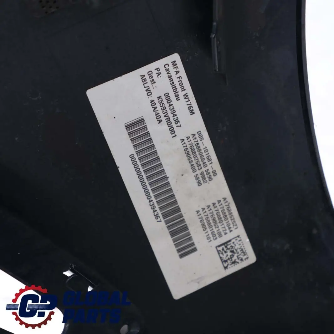 Mercedes-Benz A-Class W176 Front Bumper Trim Panel Cavansitblau Metallic - 890 to with Part number A1768806640 Mercedes-Benz A-Class W176 Front Bumper Trim Panel Cavansitblau Metallic - 890 - SKU A1768806640-CVB - Part number A1768806640