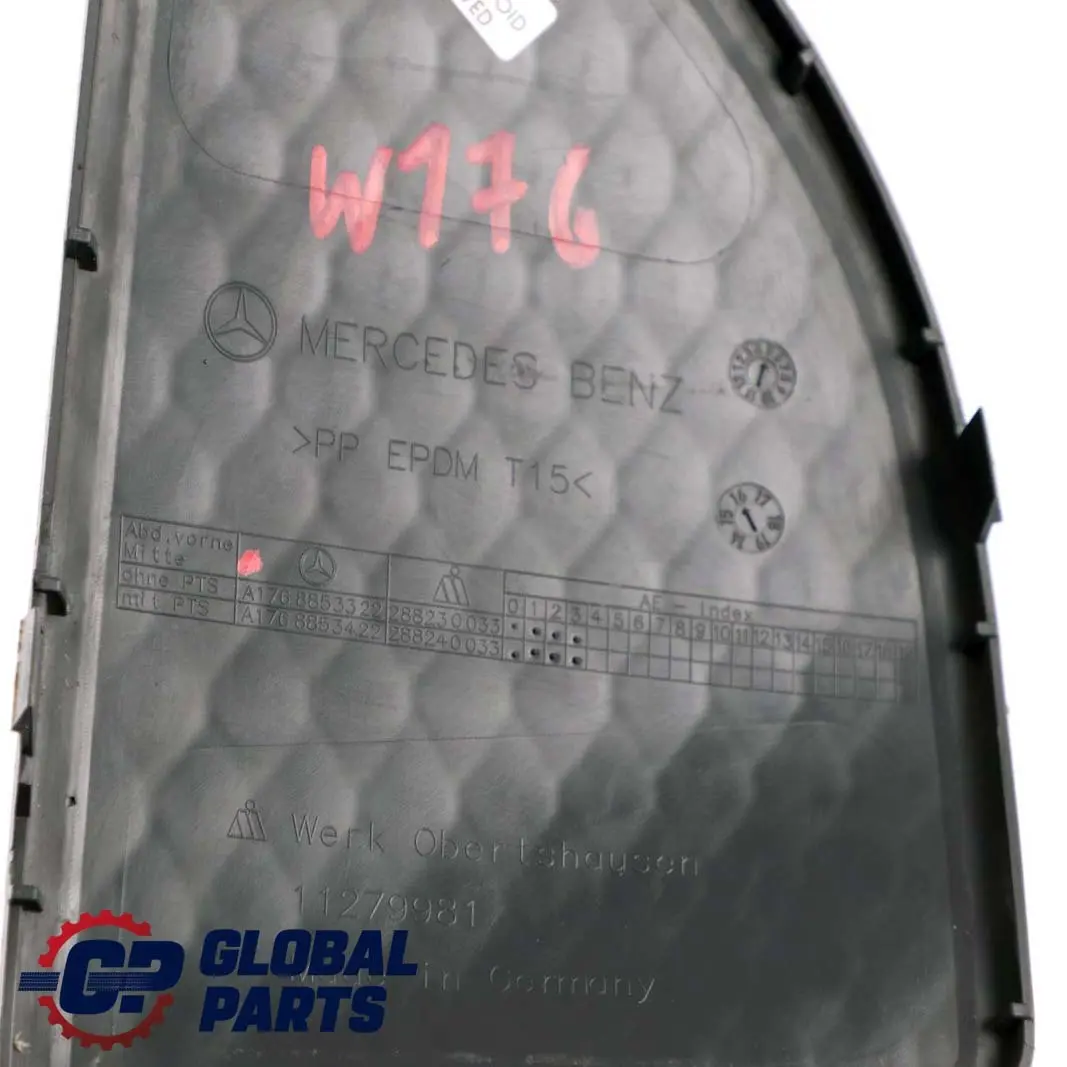 Mercedes-Benz A-Class W176 Front Bumper Central Grid Lower Grille to with Part number A1768853322 Mercedes-Benz A-Class W176 Front Bumper Central Grid Lower Grille - SKU A1768853322 - Part number A1768853322