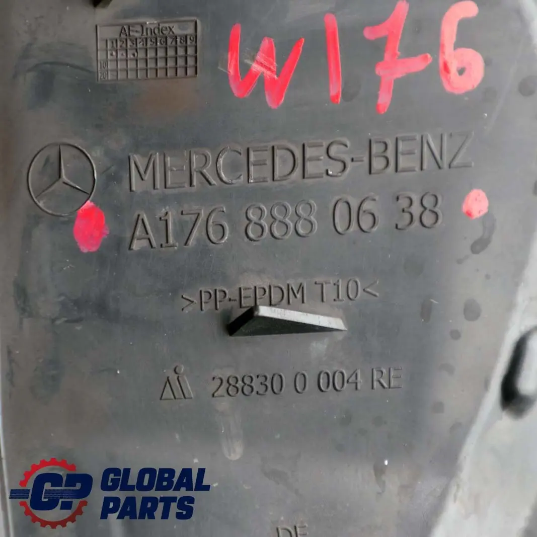 Mercedes-Benz A-Class W176 Front Bumper Right O/S Air Deflection Guide Trim to with Part number A1768880638 Mercedes-Benz A-Class W176 Front Bumper Right O/S Air Deflection Guide Trim - SKU A1768880638 - Part number A1768880638