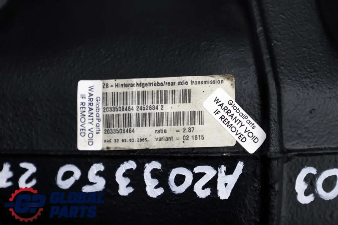 Mercedes C-Klasse W203 220CDI Hinterachsgetriebe Differenzial 2,87 GARANTIE - SKU A2033502764 - Teilenummer A2033502764