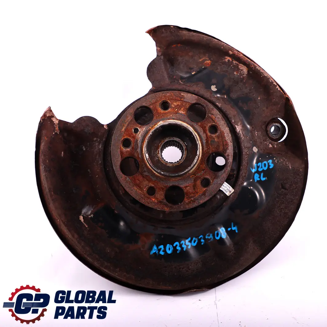 Mercedes-Benz W203 Sospensione posteriore sinistra Portaruota Flangia Mozzo per con numero di parte A2033503908 Mercedes-Benz W203 Sospensione posteriore sinistra Portaruota Flangia Mozzo - SKU A2033503908-4 - Numero di parte A2033503908