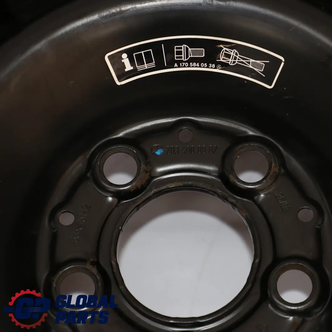 Mercedes-Benz W203 S203 Spare Wheel Steel 15" 6J Tyre R15 195/65 to with Part number A2034000002 Mercedes-Benz W203 S203 Spare Wheel Steel 15" 6J Tyre R15 195/65 - SKU A2034000002-3 - Part number A2034000002
