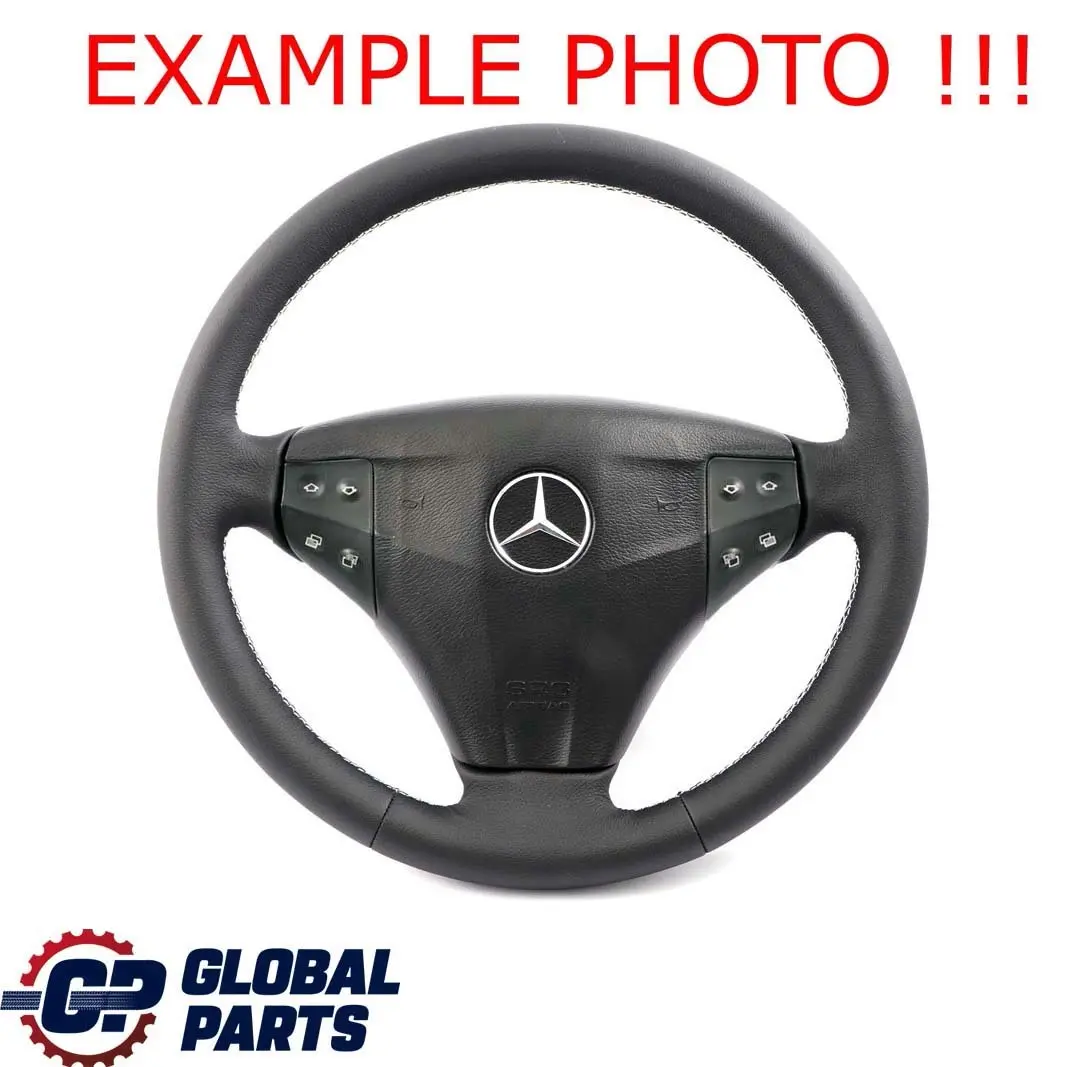 Mercedes-Benz Classe CLC CL203 NUOVA Pelle Nera Volante con Fili Bianchi