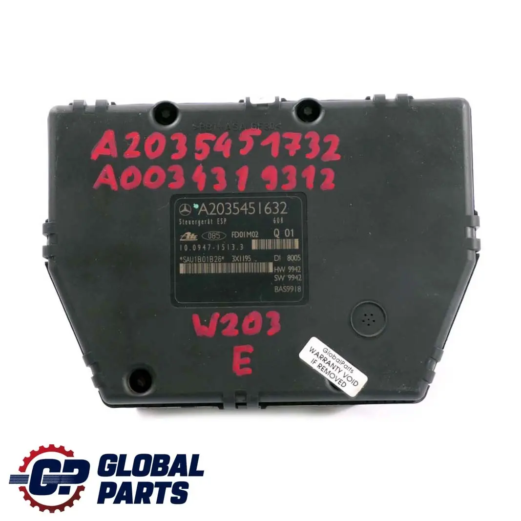  Mercedes-Benz C-Class W203 ABS Hydraulic Brake Pump Unit - SKU A2035451732 - Part number A2035451632