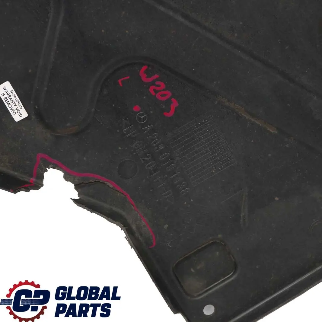  Mercedes-Benz Clase C W203 Izquierda Panel De proteccion De bajos - SKU A2036191138 - Número de pieza A2036191138