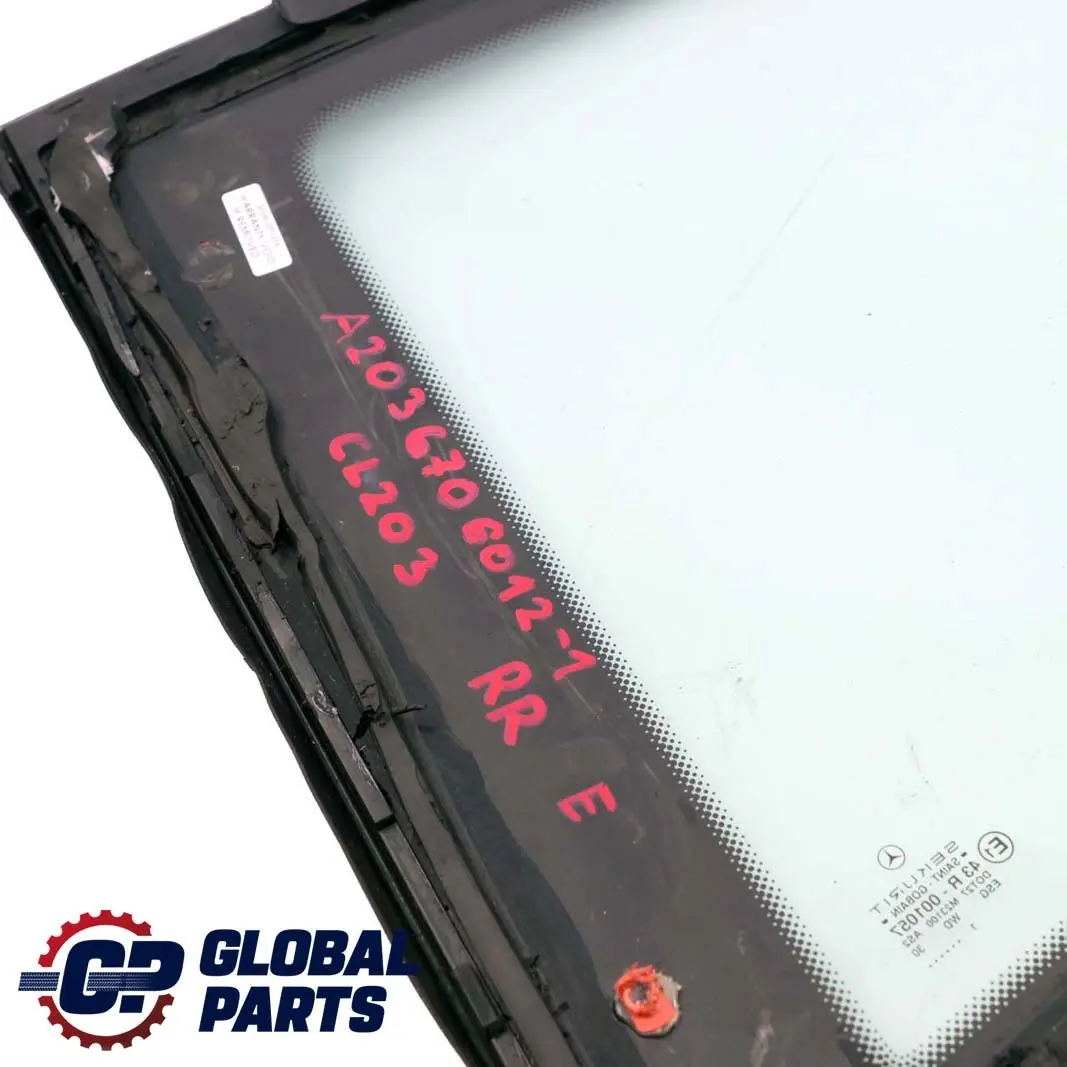 Right O/S Window Glass AS2 to Mercedes CL203 Rear with Part number A2036706012 Mercedes CL203 Rear Right O/S Window Glass AS2 - SKU A2036706012-1 - Part number A2036706012