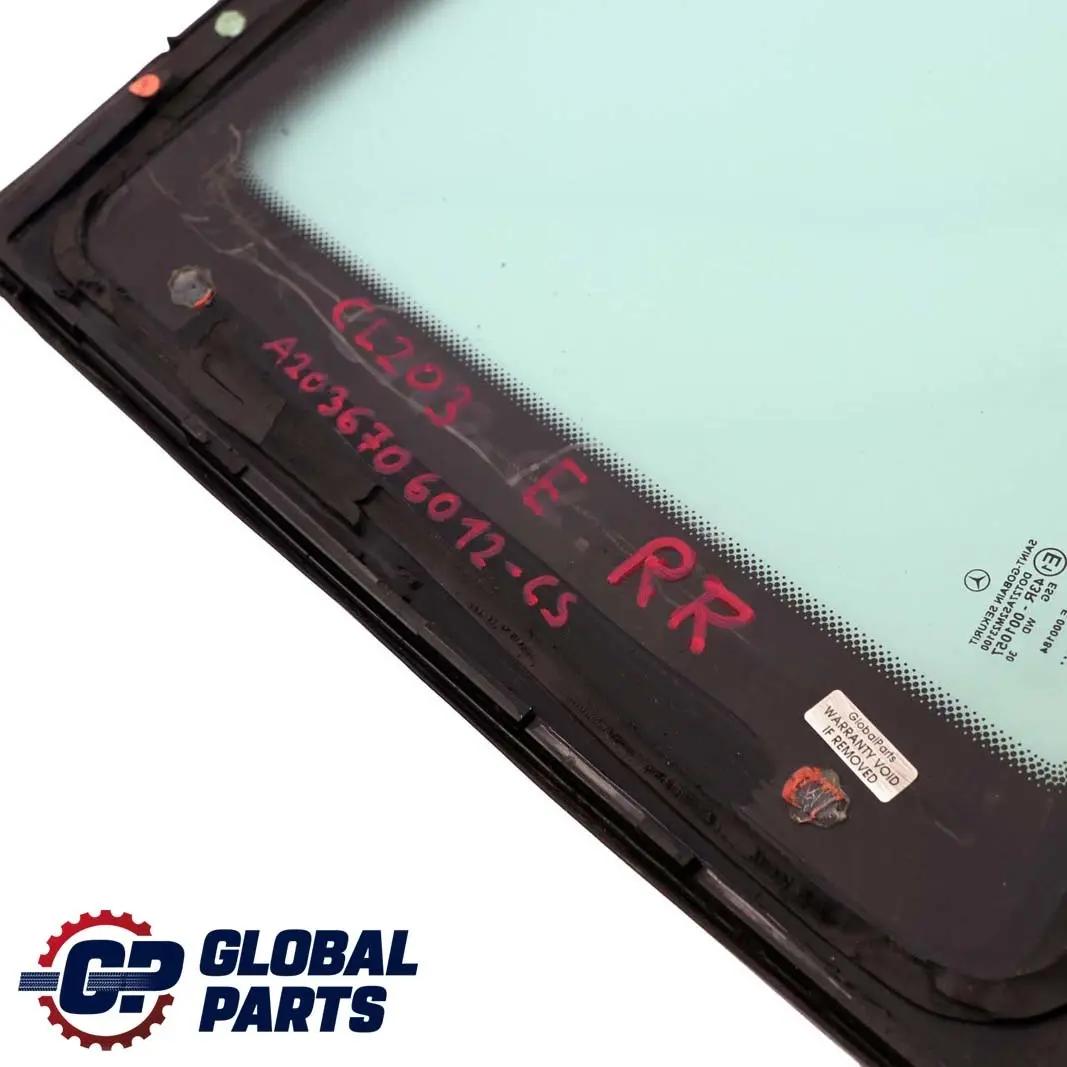  Mercedes-Benz CLC CL203 Rear Right O/S Window Glass AS2 Cubanite Silver 723 - SKU A2036706012-CS - Part number A2036706012