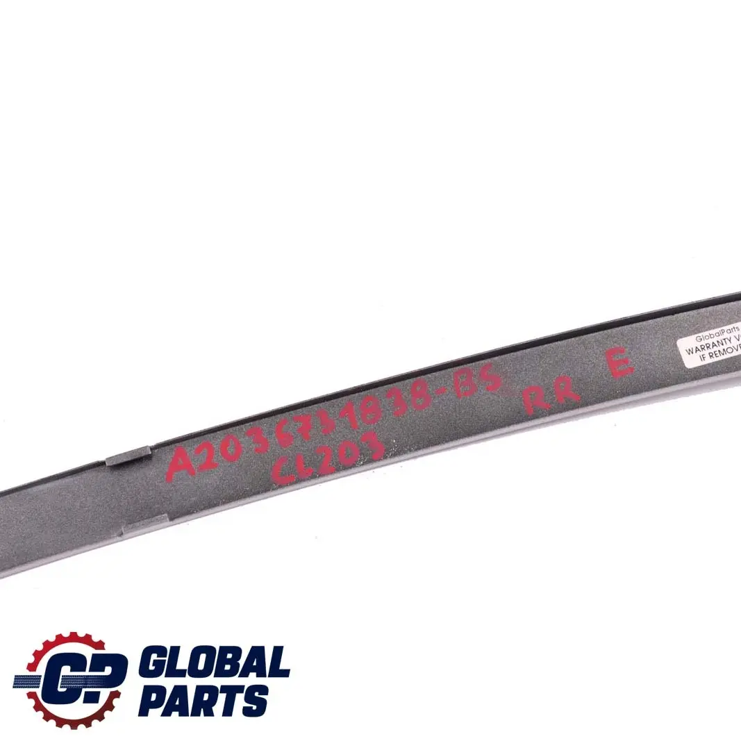  Mercedes-Benz CL203 Rear Right O/S Window Trim Strip Brilliant Silver - 744 - SKU A2036731838-BS - Part number A2036731838