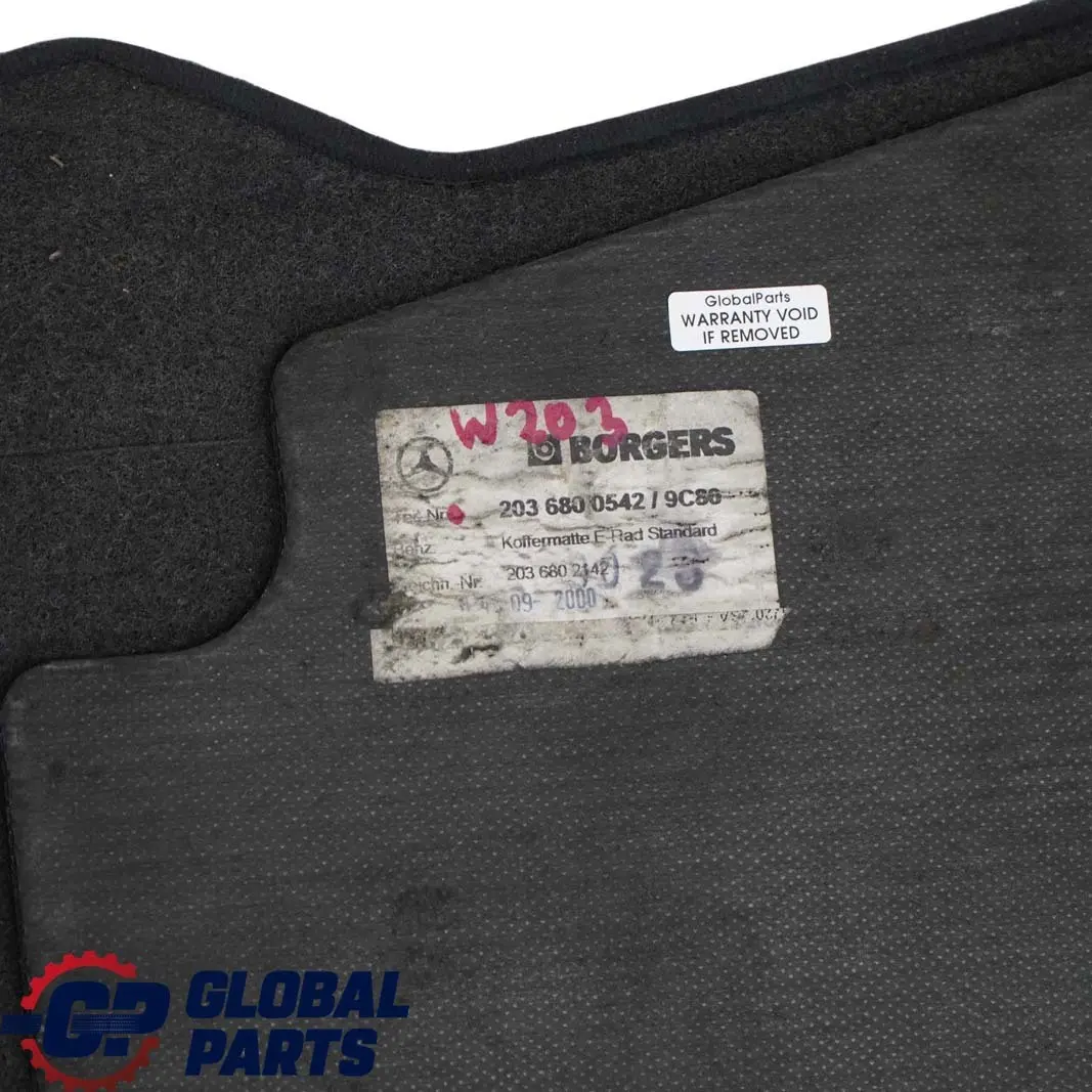 Mercedes-Benz C W203 Boot Loading Floor Carpet Cover Trunk Black to with Part number A2036800542 Mercedes-Benz C W203 Boot Loading Floor Carpet Cover Trunk Black - SKU A2036800542 - Part number A2036800542