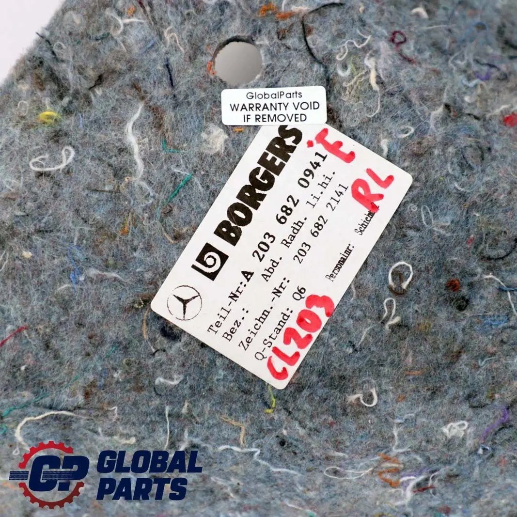 Mercedes-Benz CLC-Class CL203 Insulation Rear Left N/S Wheelhouse to with Part number A2036820941 Mercedes-Benz CLC-Class CL203 Insulation Rear Left N/S Wheelhouse - SKU A2036820941 - Part number A2036820941