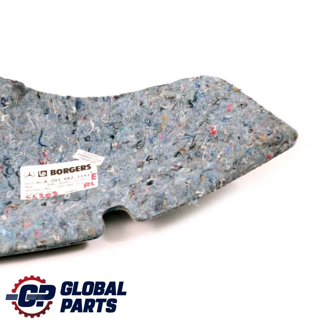 Mercedes-Benz CLC-Class CL203 Insulation Rear Left N/S Wheelhouse to with Part number A2036821141 Mercedes-Benz CLC-Class CL203 Insulation Rear Left N/S Wheelhouse - SKU A2036821141 - Part number A2036821141
