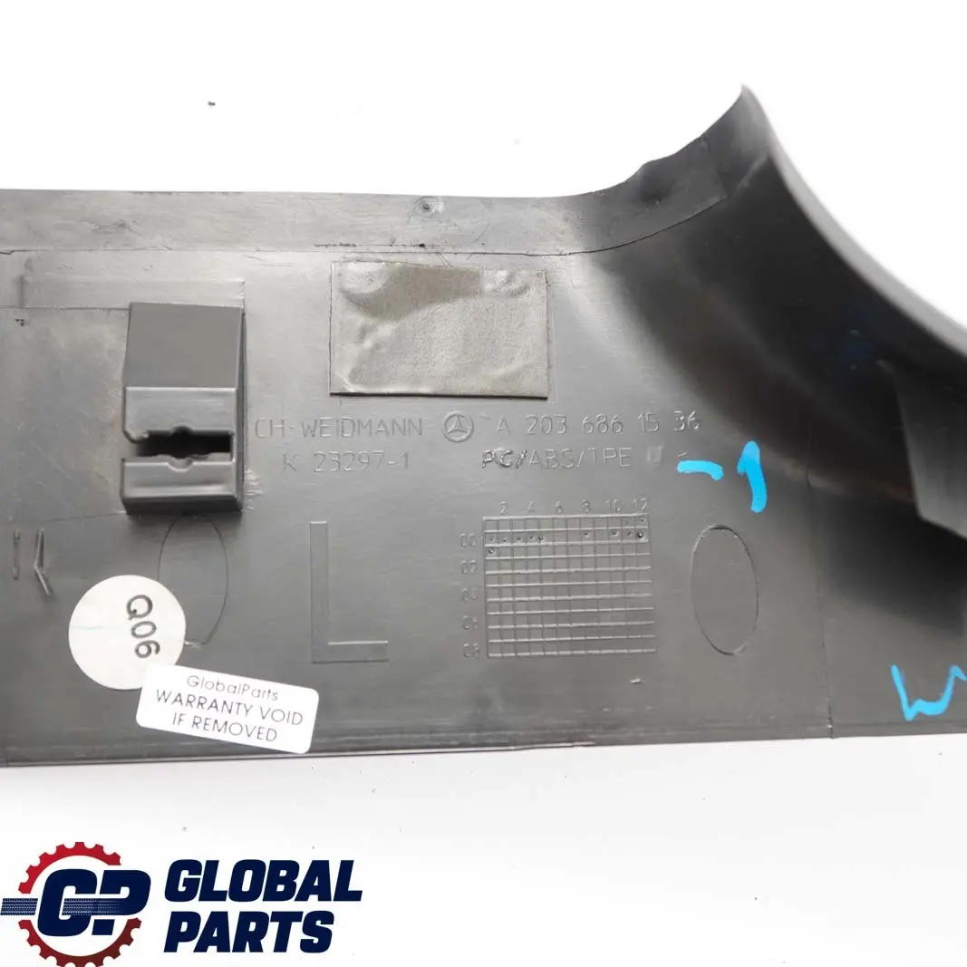Mercedes-Benz C W203 1 Rail Rear Left Carpet Edge Door Sill Cover to with Part number A2036861536 Mercedes-Benz C W203 1 Rail Rear Left Carpet Edge Door Sill Cover - SKU A2036861536-1 - Part number A2036861536