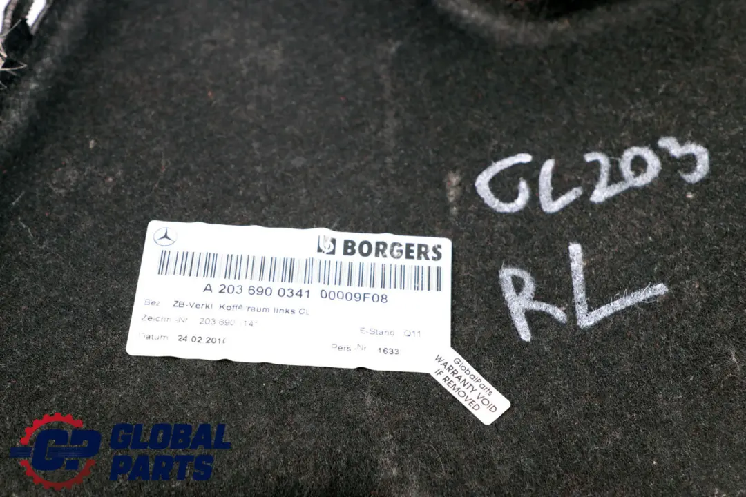 Mercedes CLC Klasse CL203 Kofferraum Abdeckung Verkleidung Links - SKU A2036900341 - Teilenummer A2036900341