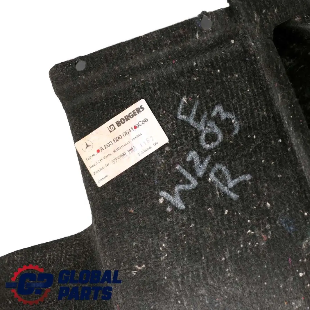 Mercedes-Benz C W203 Boot Trunk Luggage Right Lateral Trim Panel to with Part number A2036900641 Mercedes-Benz C W203 Boot Trunk Luggage Right Lateral Trim Panel - SKU A2036900641 - Part number A2036900641