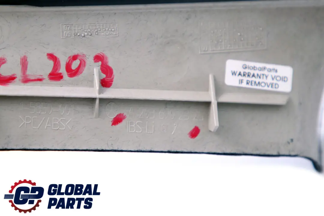 Mercedes-Benz CLC-Class CL203 Trim C Pillar Left Side N/S Cover to with Part number A2036902325 Mercedes-Benz CLC-Class CL203 Trim C Pillar Left Side N/S Cover - SKU A2036902325 - Part number A2036902325