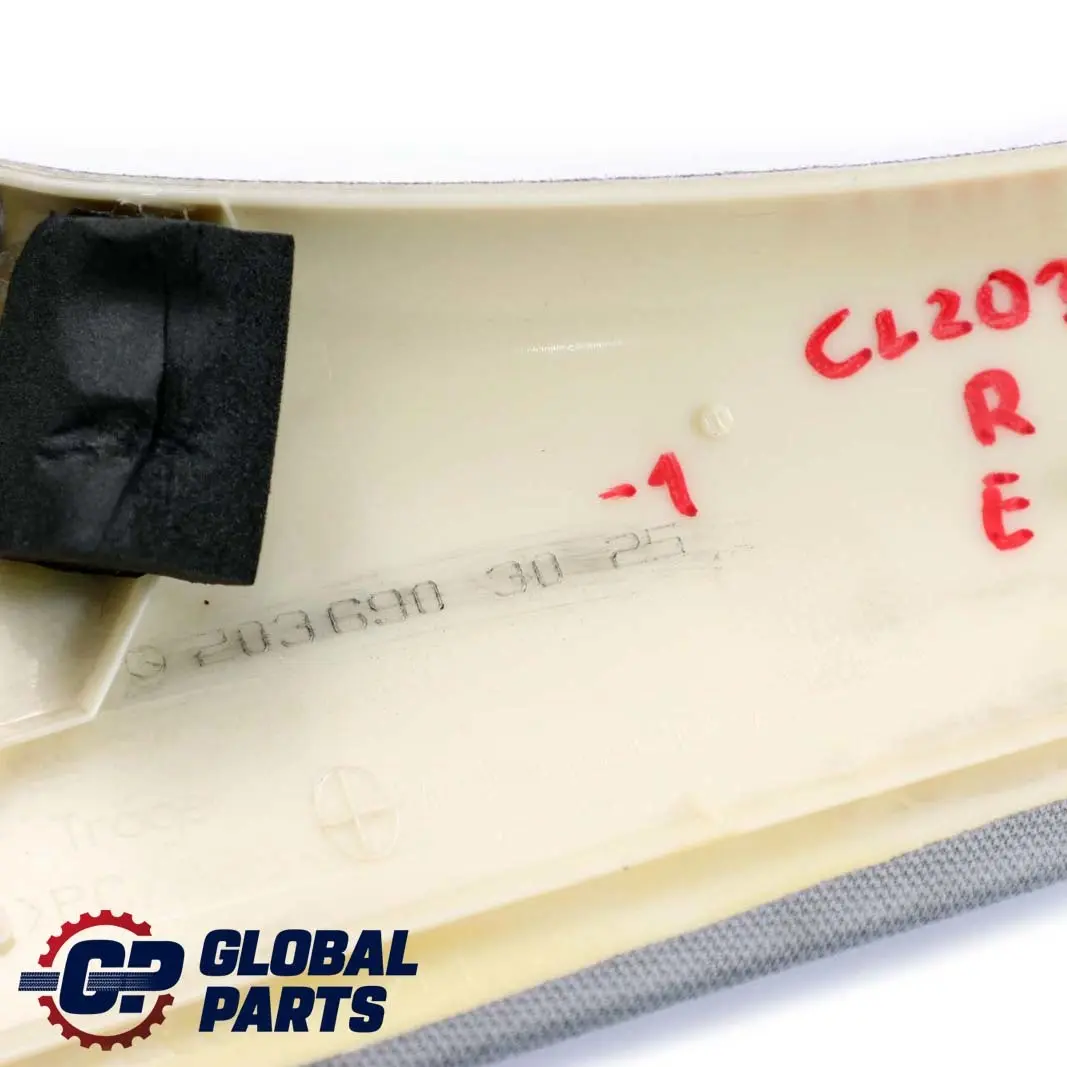 Couvercle garniture avant droite, montant A supérieur pour Mercedes CL203 à propos du numéro de pièce A2036903025 Mercedes CL203 Couvercle garniture avant droite, montant A supérieur - SKU A2036903025-1 - Numéro de pièce A2036903025