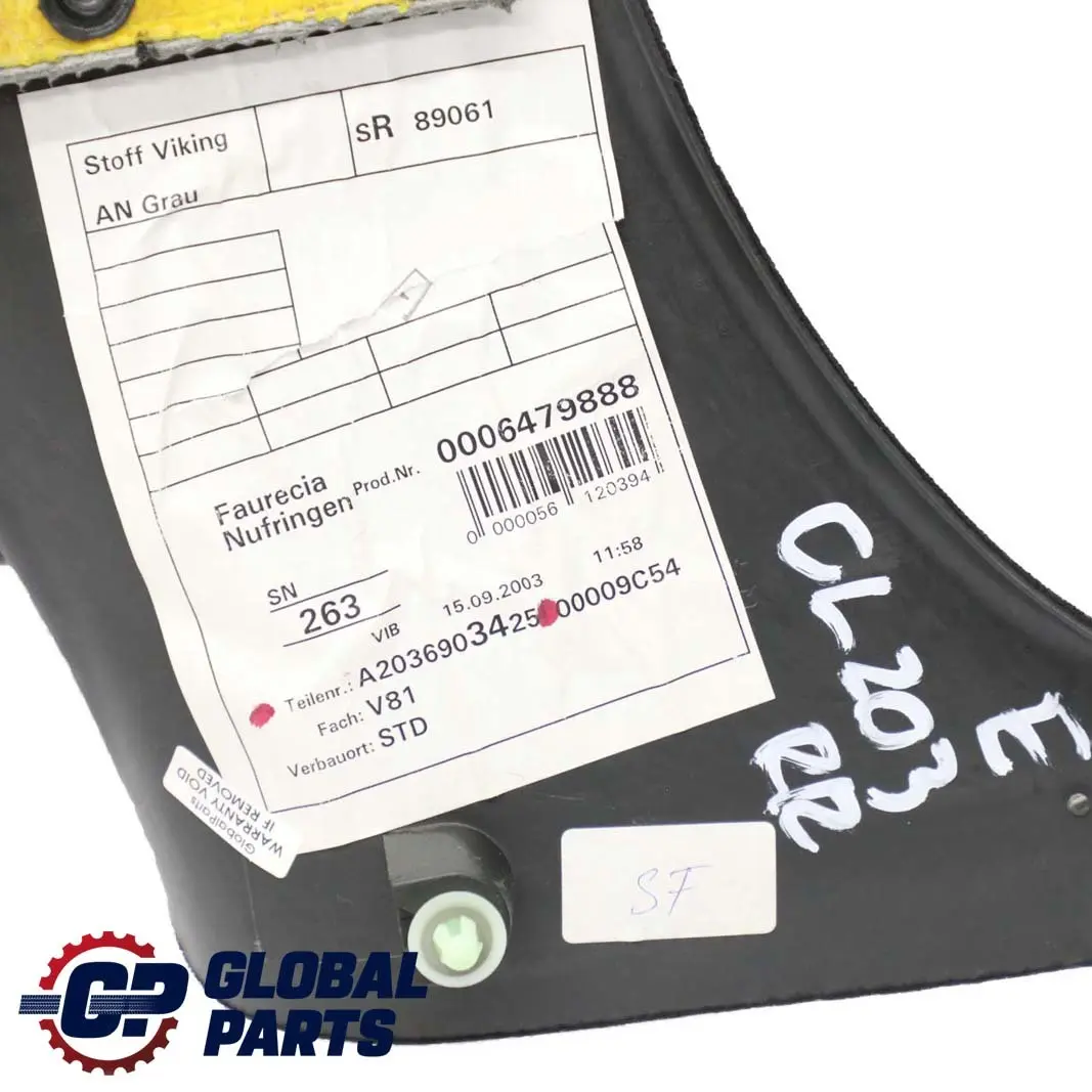 Mercedes CL203 W203 Trasero Derecho Lateral Panel De Embellecedor Tela Antracita - SKU A2036903425 - Número de pieza A2036903425