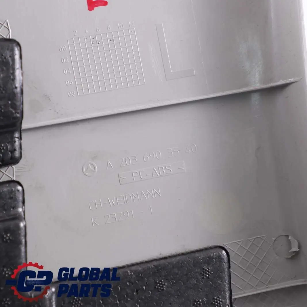 Mercedes-Benz C W203 Column B-Pillar Bottom Trim Panel Left Grey to with Part number A2036903540 Mercedes-Benz C W203 Column B-Pillar Bottom Trim Panel Left Grey - SKU A2036903540 - Part number A2036903540