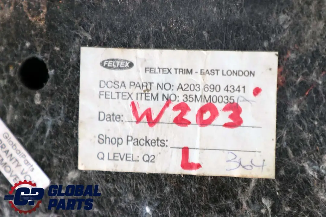 Boot Trunk Luggage Compartment Left N/S Lateral Trim Panel to Mercedes C W203 with Part number A2036904341 Mercedes C W203 Boot Trunk Luggage Compartment Left N/S Lateral Trim Panel - SKU A2036904341 - Part number A2036904341