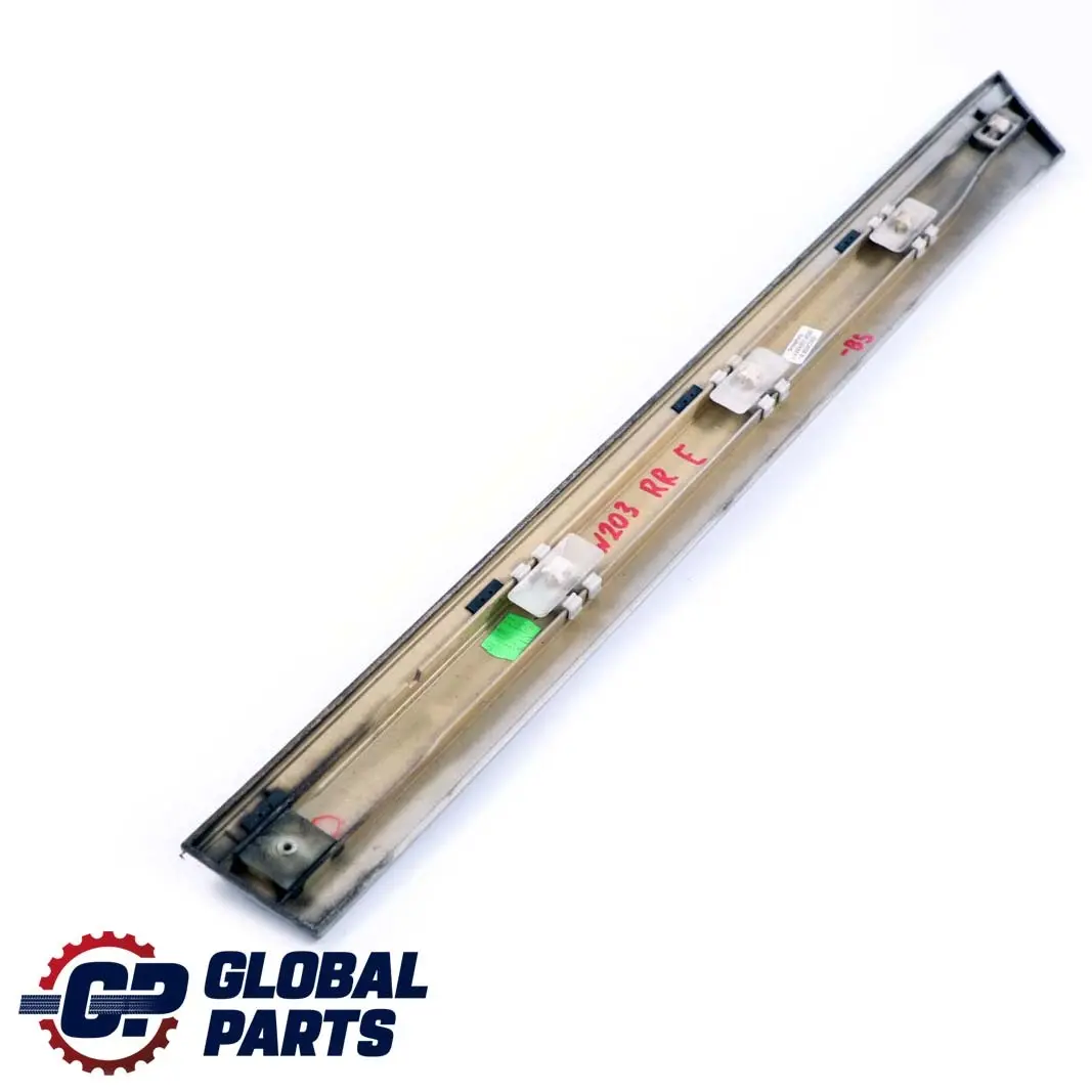 Mercedes-Benz C W203 Rear Right Trim Door Molding Strip Brilliant Silver 744 to with Part number A2036905262 Mercedes-Benz C W203 Rear Right Trim Door Molding Strip Brilliant Silver 744 - SKU A2036905262-BS - Part number A2036905262