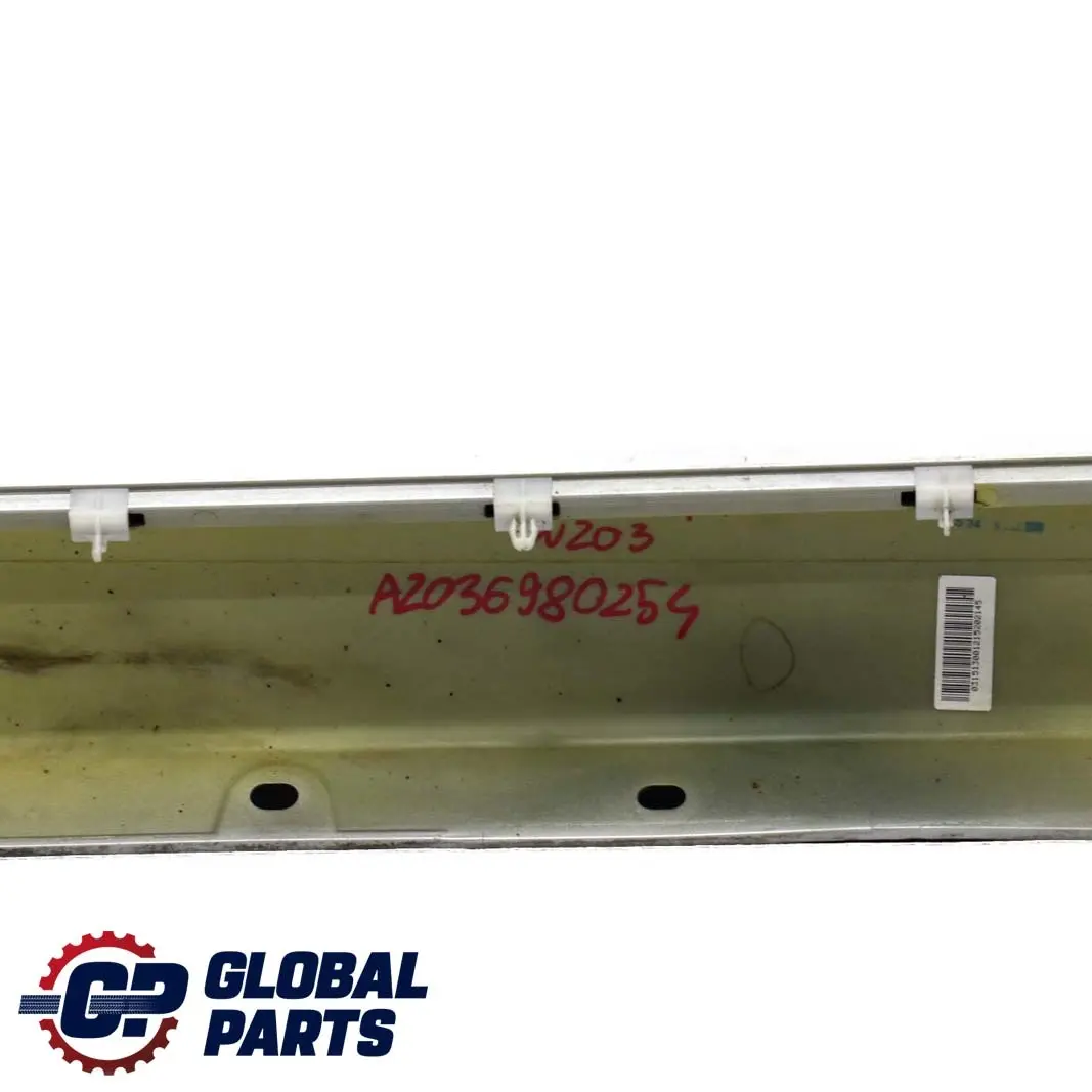 Mercedes-Benz W203 Door Sill Side Cover Skirt Right O/S Brilliant Silver - 744 to with Part number A2036980254 Mercedes-Benz W203 Door Sill Side Cover Skirt Right O/S Brilliant Silver - 744 - SKU A2036980254-BS - Part number A2036980254